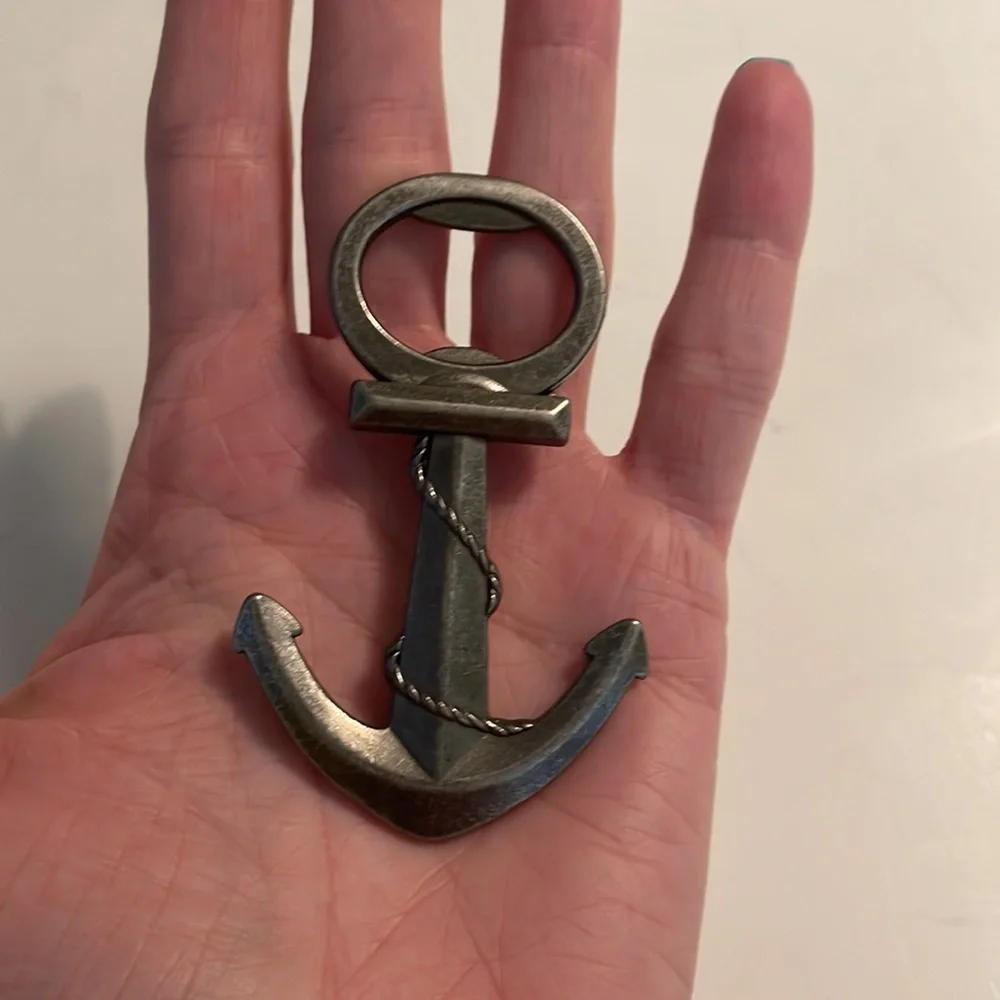 Silver metal nautical anchor shaped bottle opener